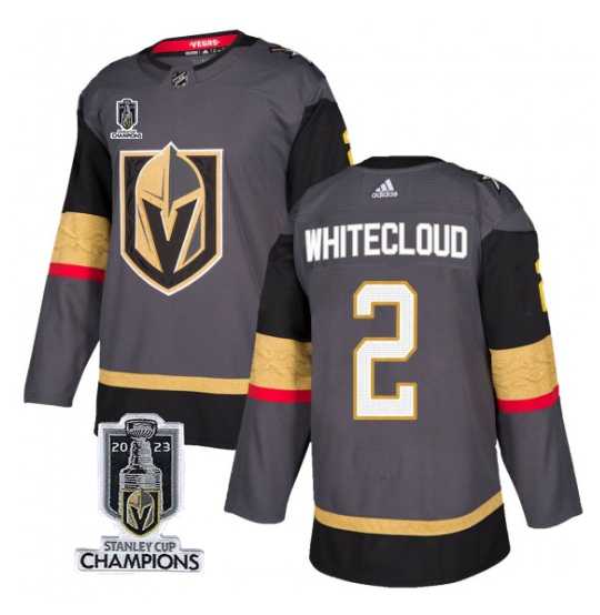 Men%27s Vegas Golden Knights #2 Zach Whitecloud Gray 2023 Stanley Cup Champions Stitched Jersey->vegas golden knights->NHL Jersey